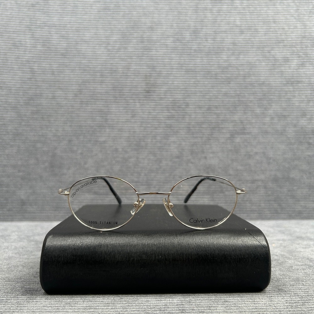 Calvin Klein 545 41 Silver Titanium Oval y2k Eyeglasses Frame Japan 47-19-140